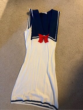 Prix Knit Navy Sailor-Style Knit Mini Dress